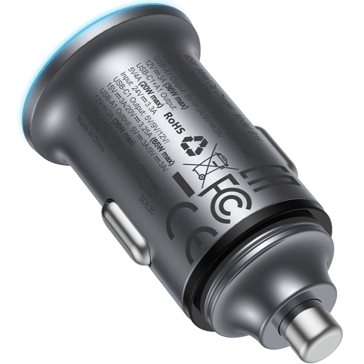 Автозарядка 2xUSB 65W (USB-C + USB-A) B15 Acefast (6974316284963) на малюнкі №3