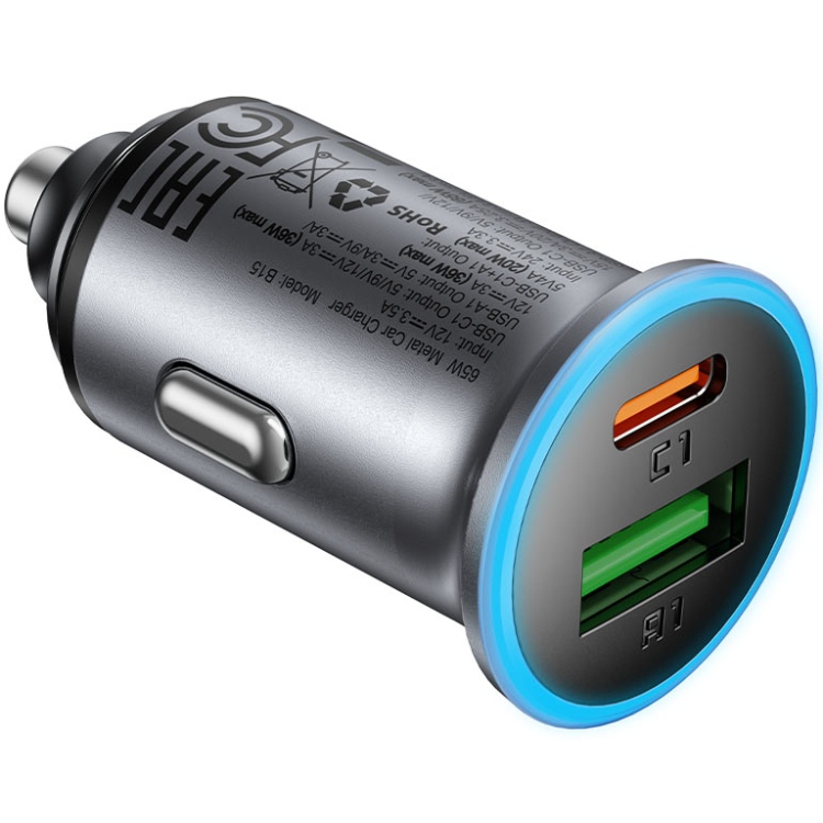 Автозарядка 2xUSB 65W (USB-C + USB-A) B15 Acefast (6974316284963) на малюнкі №4