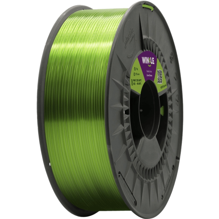 Пластик (Filament) WINKLE PETG CRYSTAL 1кг, 1.75мм, лаймово-зелений (PET01000175VERLIMWNK) Зелений на малюнкі №1