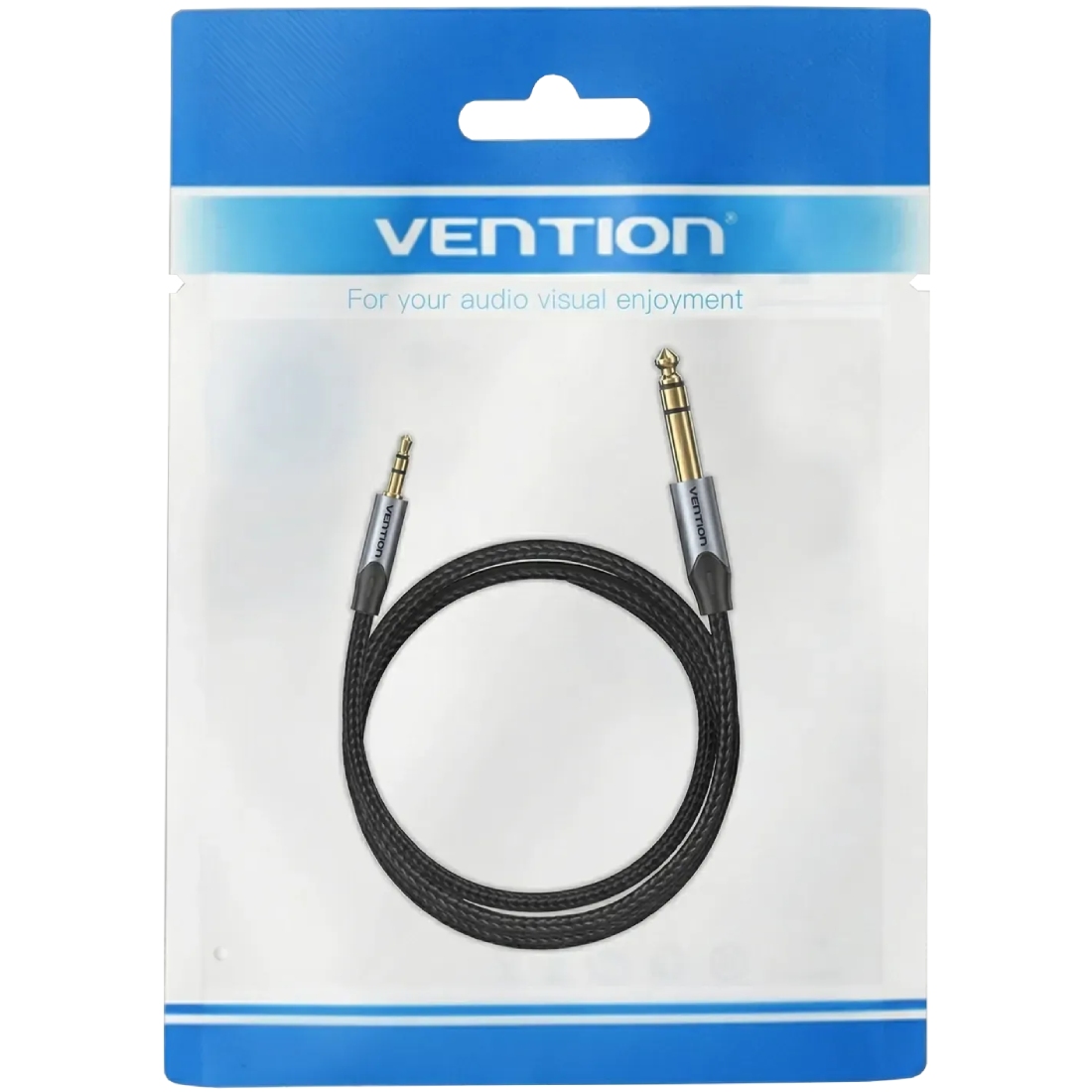 Кабель AUX Audio TRS M-M 3.5мм-6,35мм, 3.0м, сірий, Aluminum Alloy, Vention (BAUHI) Чорний на малюнкі №3