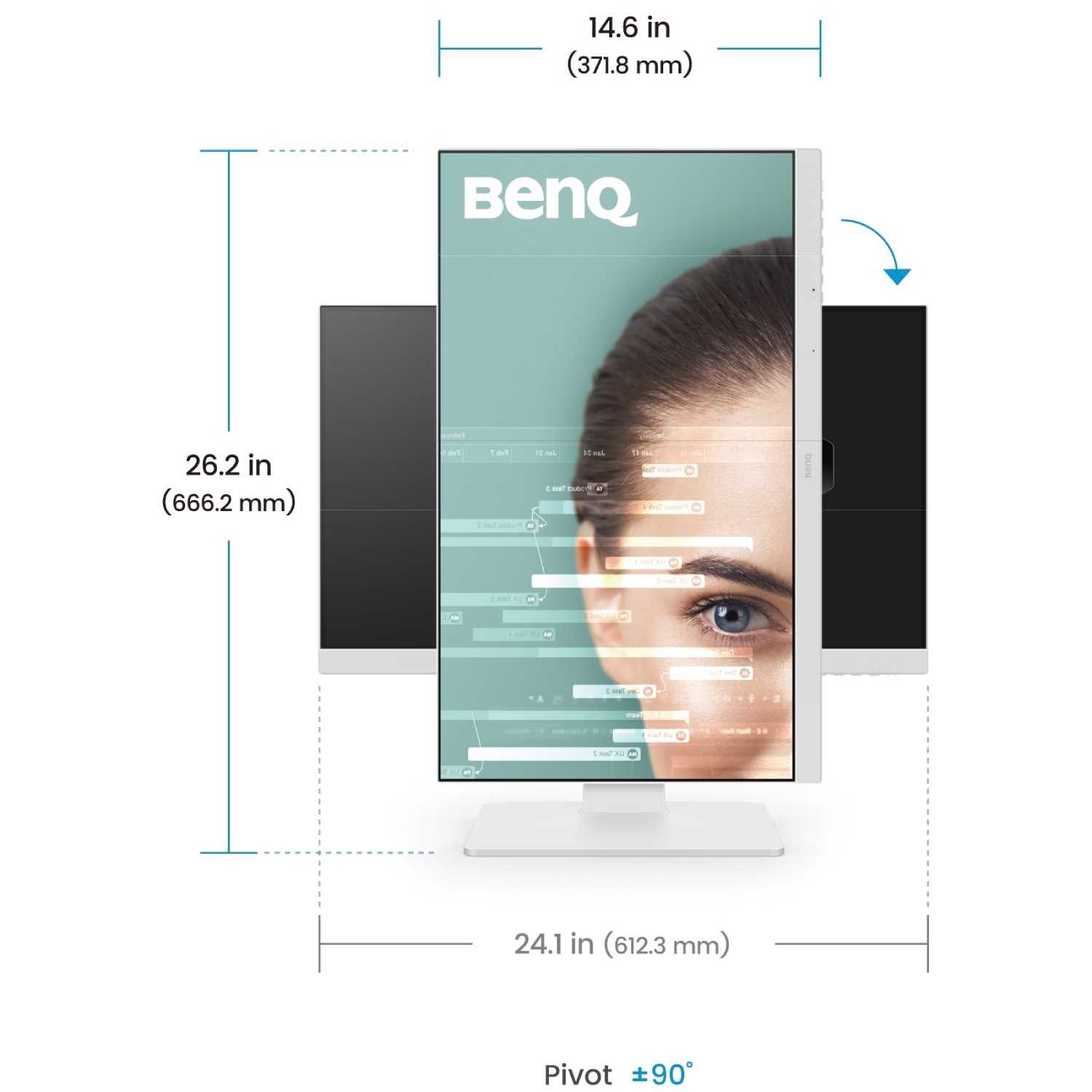 TFT 27 BenQ GW2786TC, IPS, 100hz, HDMI, DP, USB-C, колонки (9H.LMNLB.QBE) Білий на малюнкі №7
