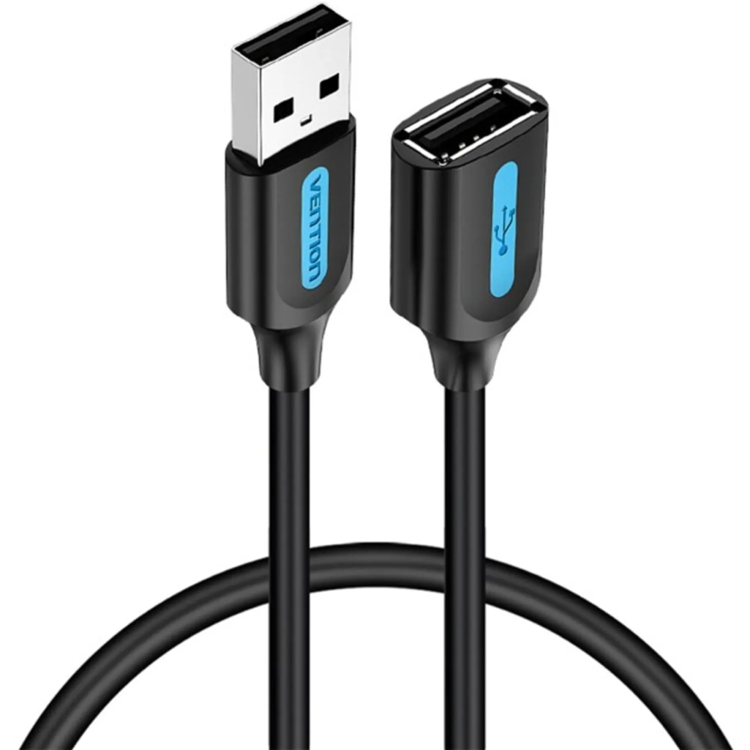 Кабель продовжувач USB 2.0 AM/AF 2.0м, PVC Type, чорний, Vention (CBIBH) Чорний на малюнкі №1