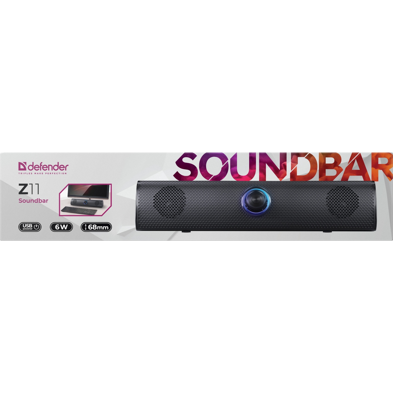 Акустична система 1.0 Defender Саундбар Z11 6Вт, підсвічування USB/AUX, чорна (65211) Чорний на малюнкі №5