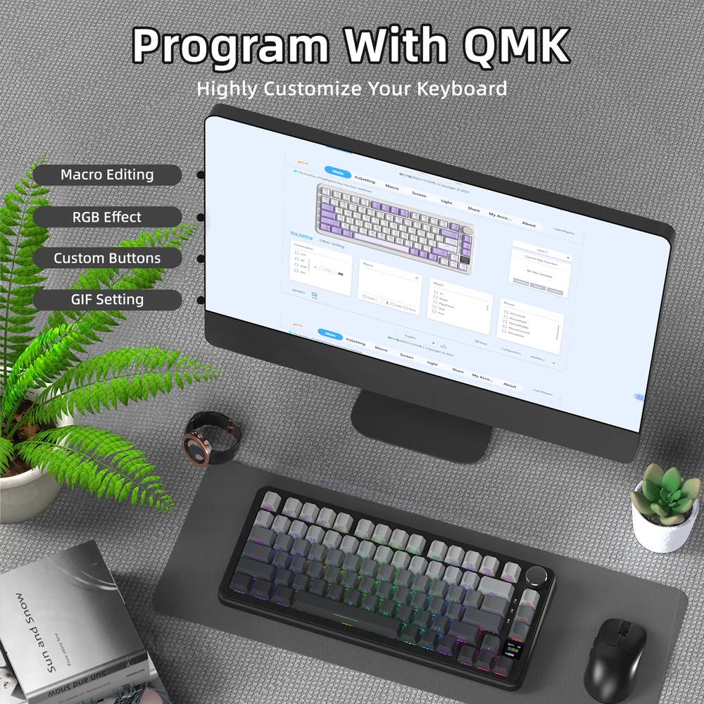 Клавіатура ігрова механічна Attack Shark X85PRO 82кл. RGB, Wireless, Moonlit Night (X85PROMN_AS) Чорний на малюнкі №7