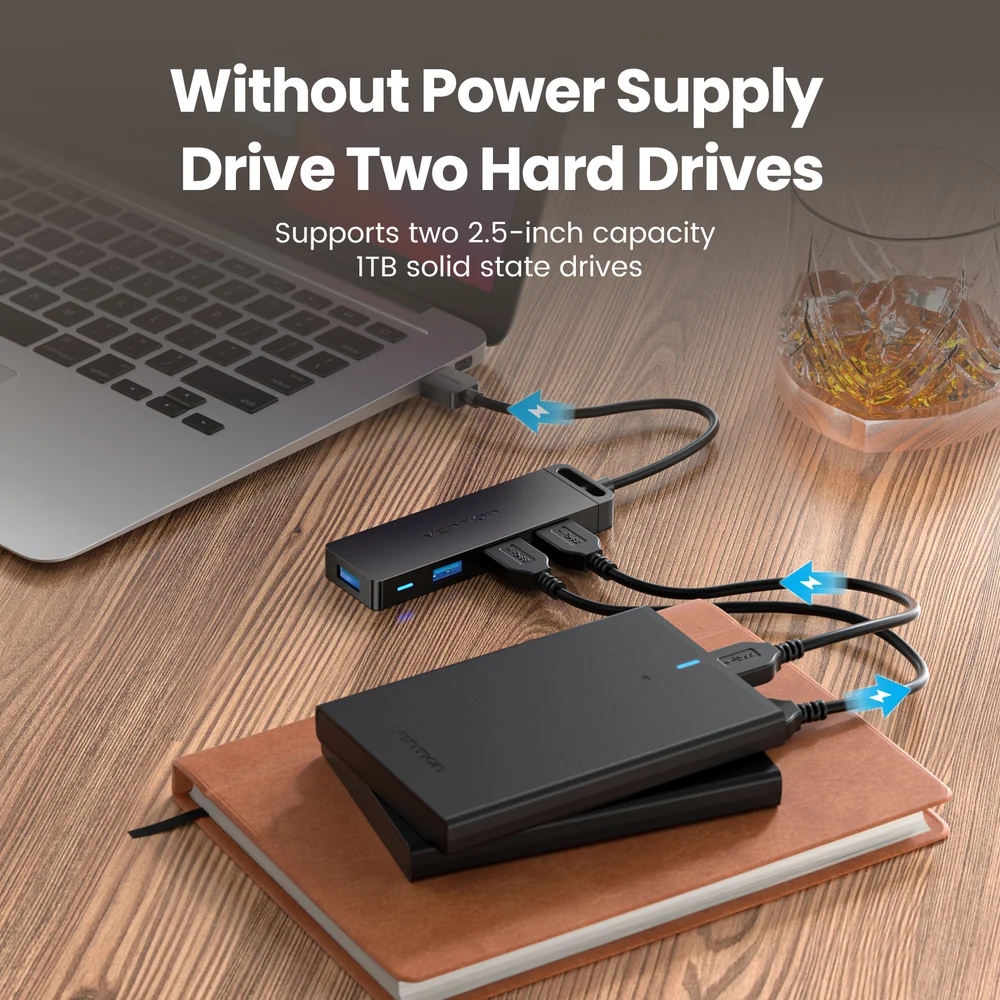 Хаб USB 3.0 - 4xUSB 3.0, 0.15м, з живленням Micro-USB,чорний Vention (CHLBB-SCB2) на малюнкі №7