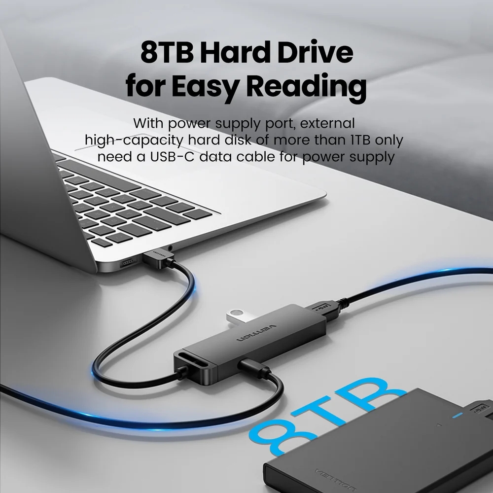 Хаб USB 3.0 - 4xUSB 3.0, 0.15м, з живленням Micro-USB,чорний Vention (CHLBB-SCB2) на малюнкі №8