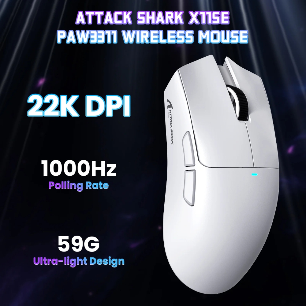 Мишка Attack Shark X11SE, Wireless/Bluetooth, 22000dpi. (PAW3311), 6кн, White (X11SEW_AS) Білий на малюнкі №2