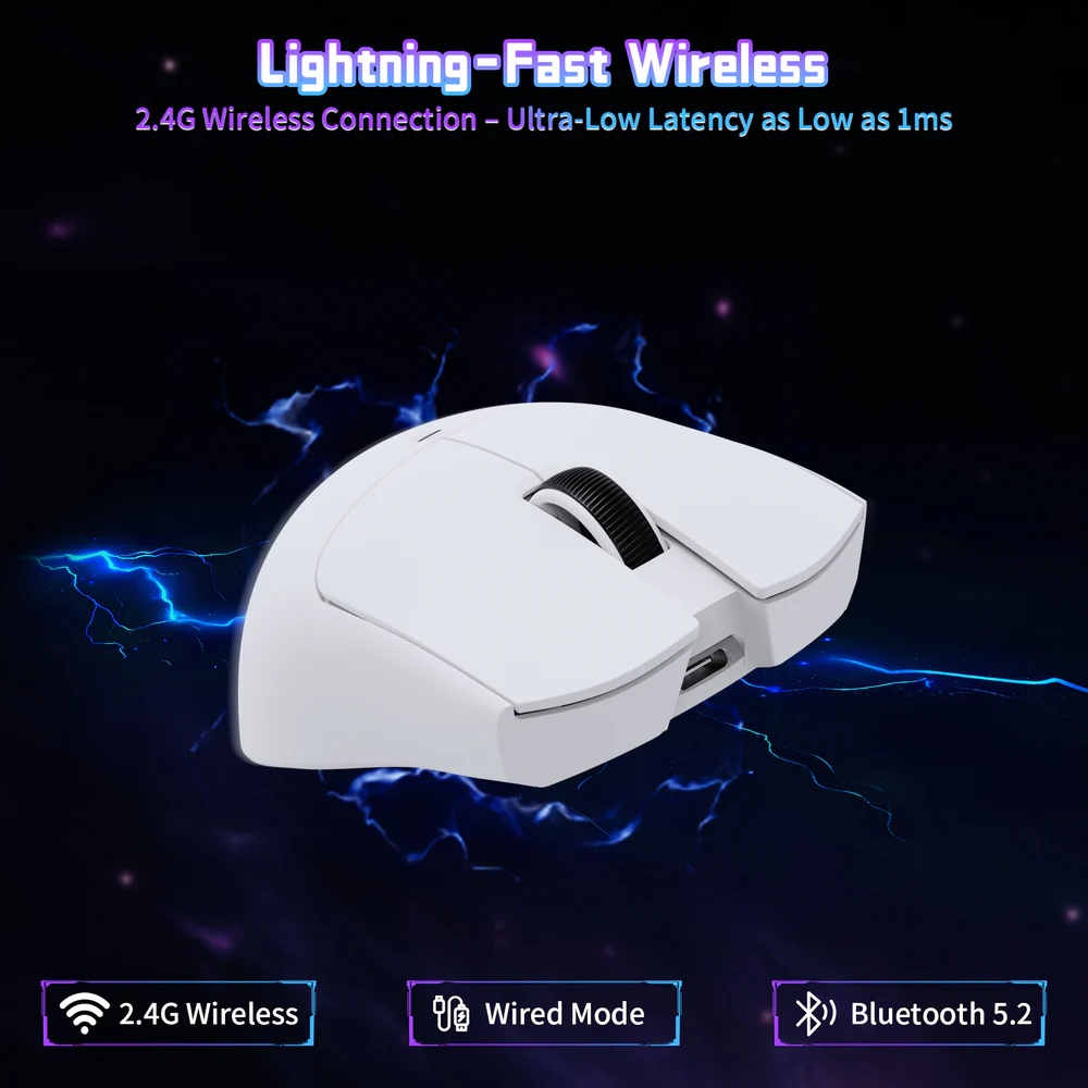 Мишка Attack Shark X11SE, Wireless/Bluetooth, 22000dpi. (PAW3311), 6кн, White (X11SEW_AS) Білий на малюнкі №4