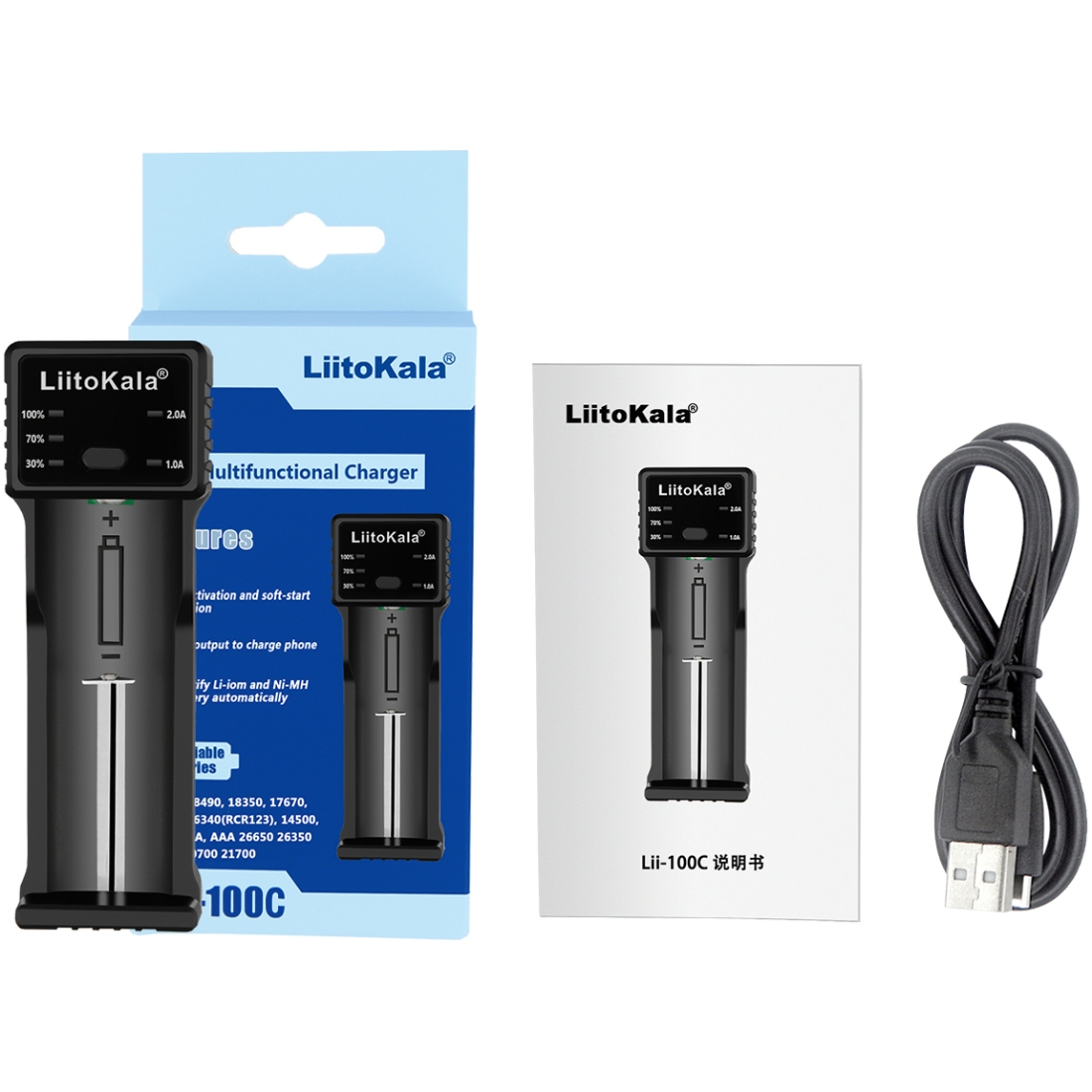 Зарядний пристрій LiitoKala Lii-100C, 1x(Lion/NiMH/NiCd), 2A, Power Bank function (Lii-100C) на малюнкі №3