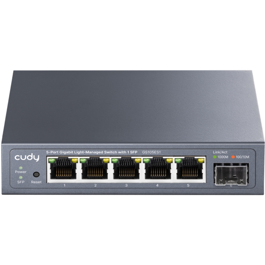 Комутатор Cudy GS105ES1, 5-Port Gigabit Easy-Managed Switch with 1 SFP (GS105ES1) на малюнкі №1