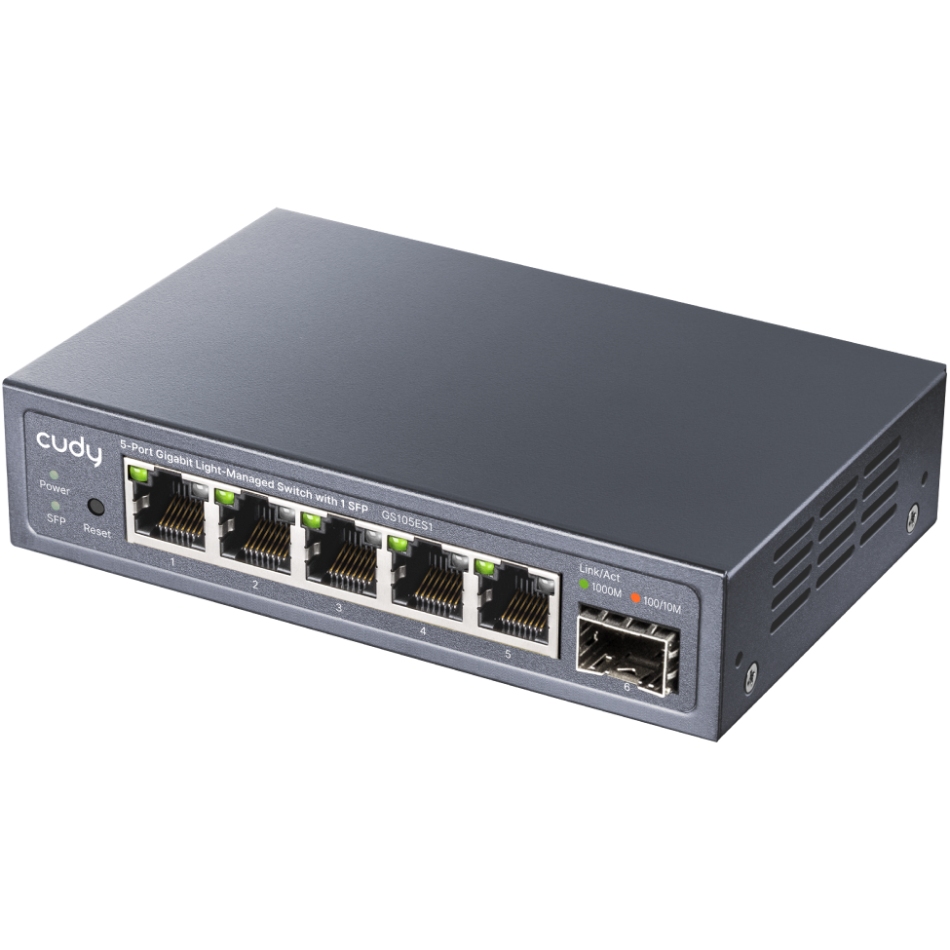 Комутатор Cudy GS105ES1, 5-Port Gigabit Easy-Managed Switch with 1 SFP (GS105ES1) на малюнкі №2