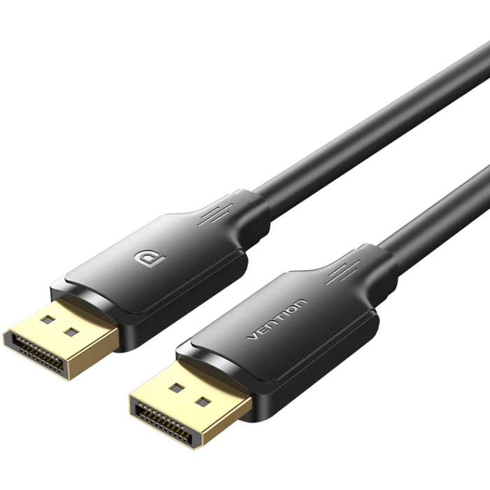 Кабель DisplayPort M - M 1.0 м, V1.2, 4K 60Hz, двонаправлений, чорний, Vention (HAKBF) на малюнкі №1