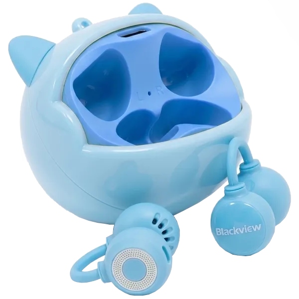 Навушники TWS Blackview AirBuds K1 (Kids) Smiley Blue (5117979083851) Блакитний на малюнкі №2