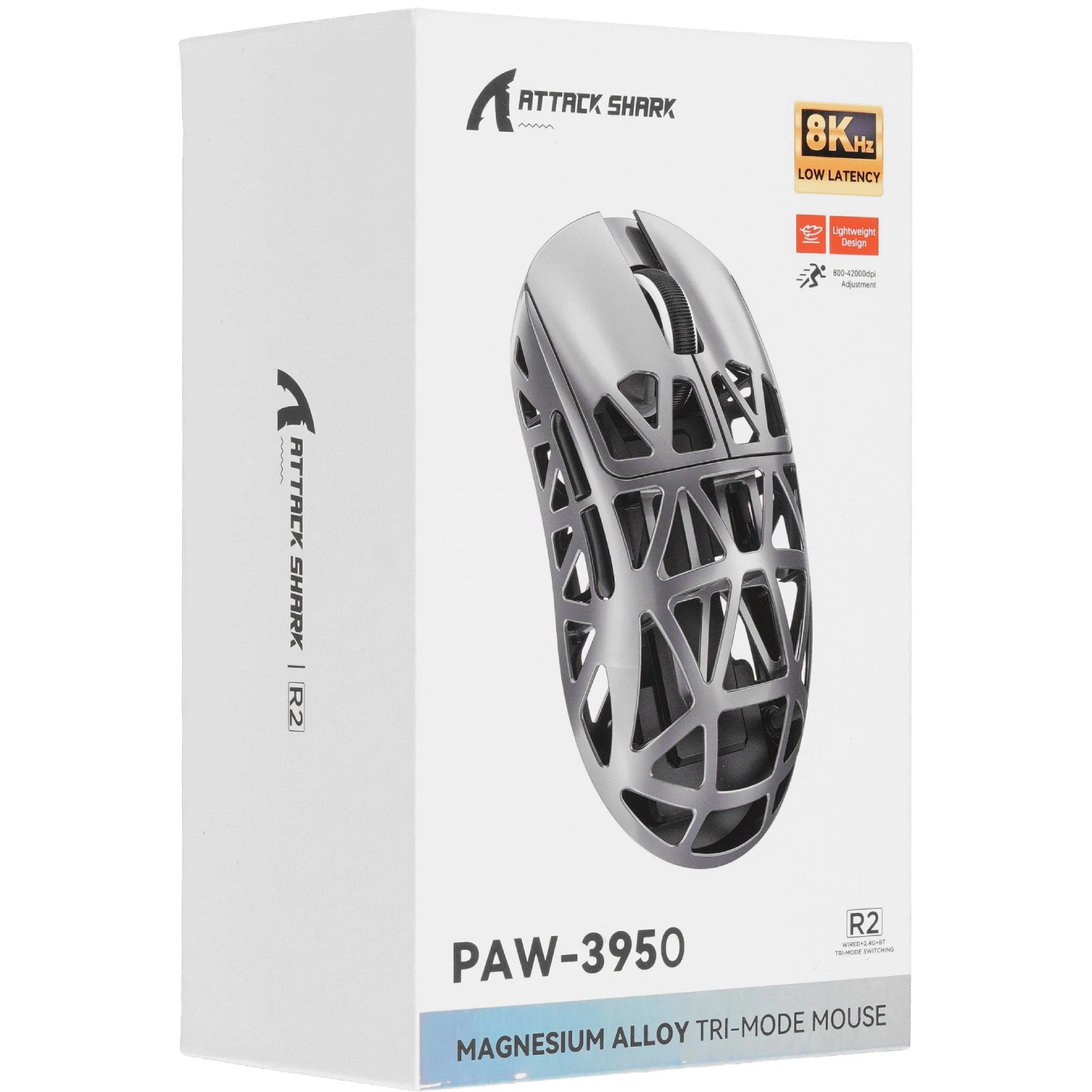 Мишка Attack Shark R2, Wireless/Bluetooth, 42000dpi, (PAW3950), 6кн, Black (R2B_AS) Чорний на малюнкі №7