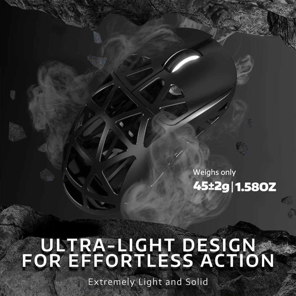 Мишка Attack Shark R2, Wireless/Bluetooth, 42000dpi, (PAW3950), 6кн, Black (R2B_AS) Чорний на малюнкі №12