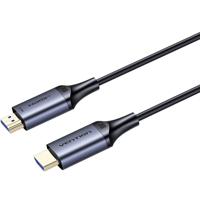 Кабель HDMI M - M, 30.0м, V2.1, Optical 8K 60Гц 48Gbps Aluminum Alloy, сірий Vention (ALTHT) на малюнкі №1