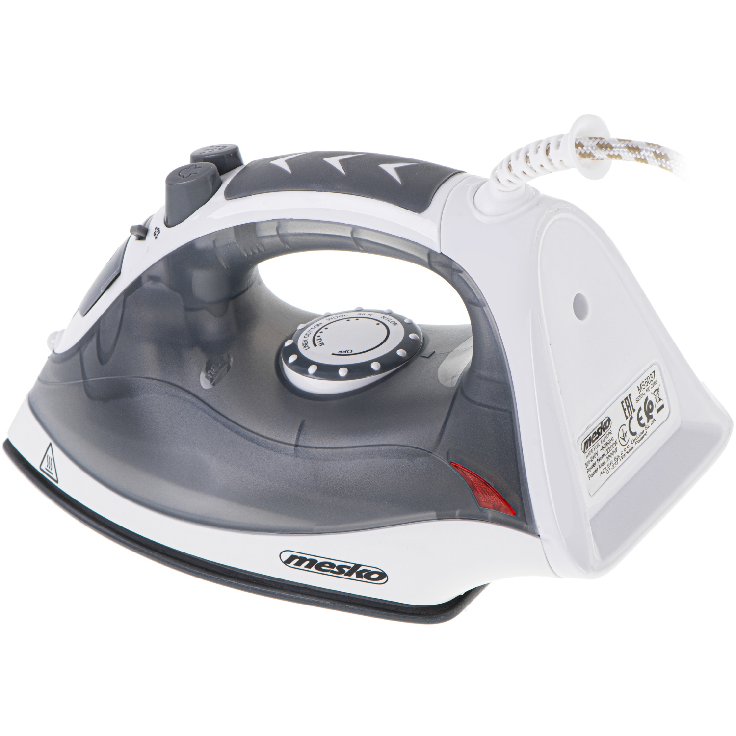 Праска Mesko MS 5037 grey 2800Вт/ 170 мл/ кераміка/ сухе прасування/ сіра (MS5037) на малюнкі №3