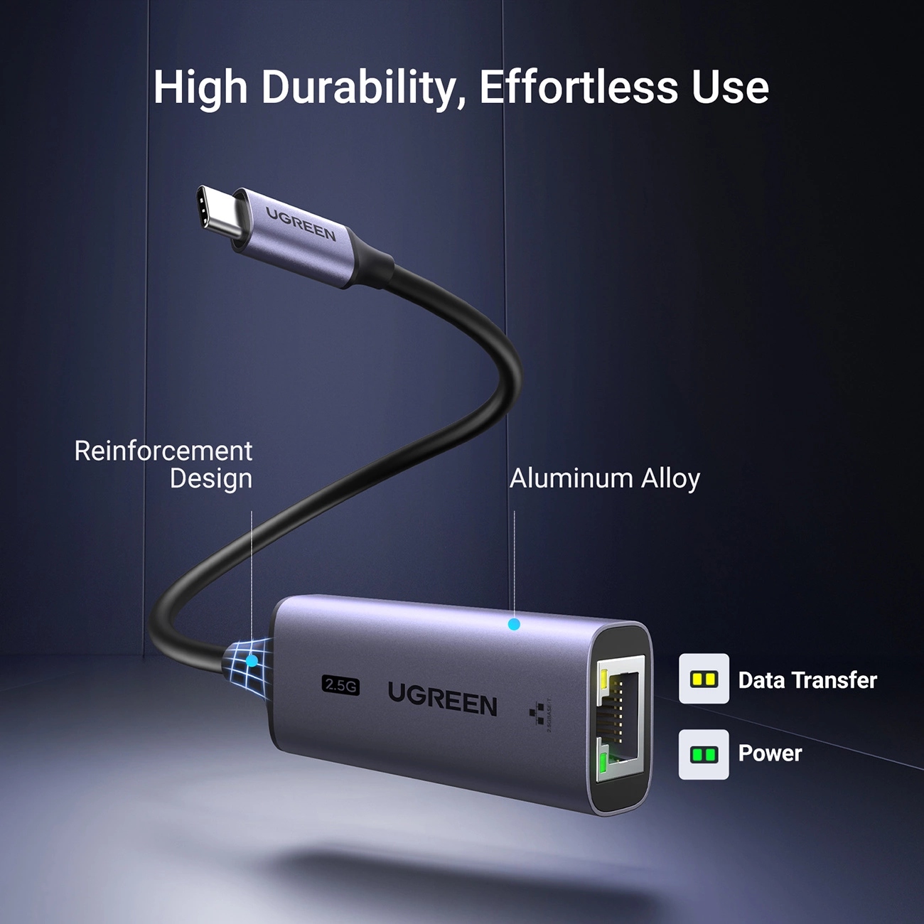Перехідник USB 3.0 Type-C -- Ethernet RJ45 2.5Gb CM648 Ugreen чорний (25052) на малюнкі №8