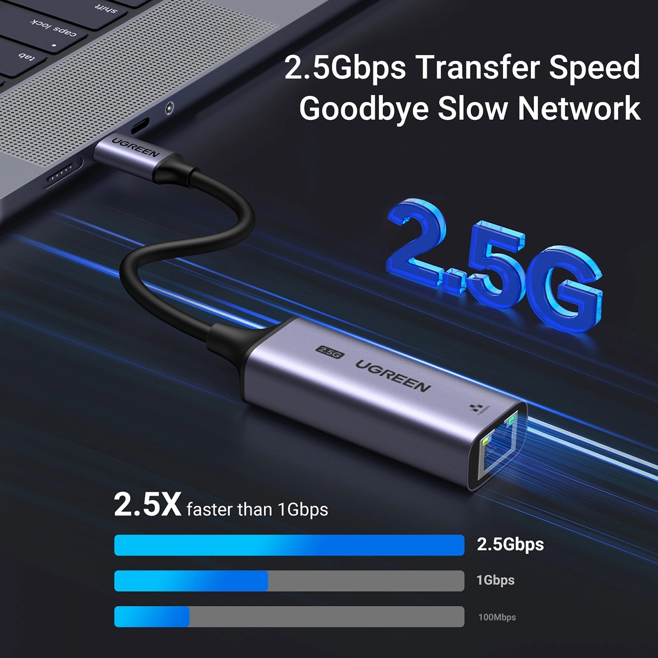 Перехідник USB 3.0 Type-C -- Ethernet RJ45 2.5Gb CM648 Ugreen чорний (25052) на малюнкі №9