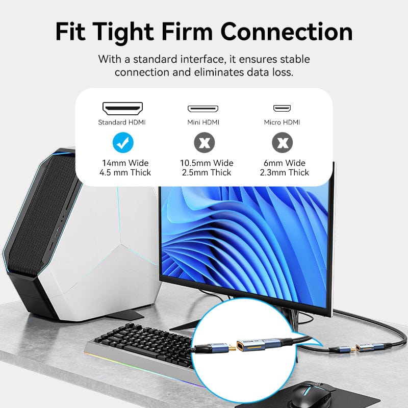 Перехідник HDMI F - HDMI F, 8K 60Гц, Aluminium alloy, голубий, Vention (AIUH0) на малюнкі №6