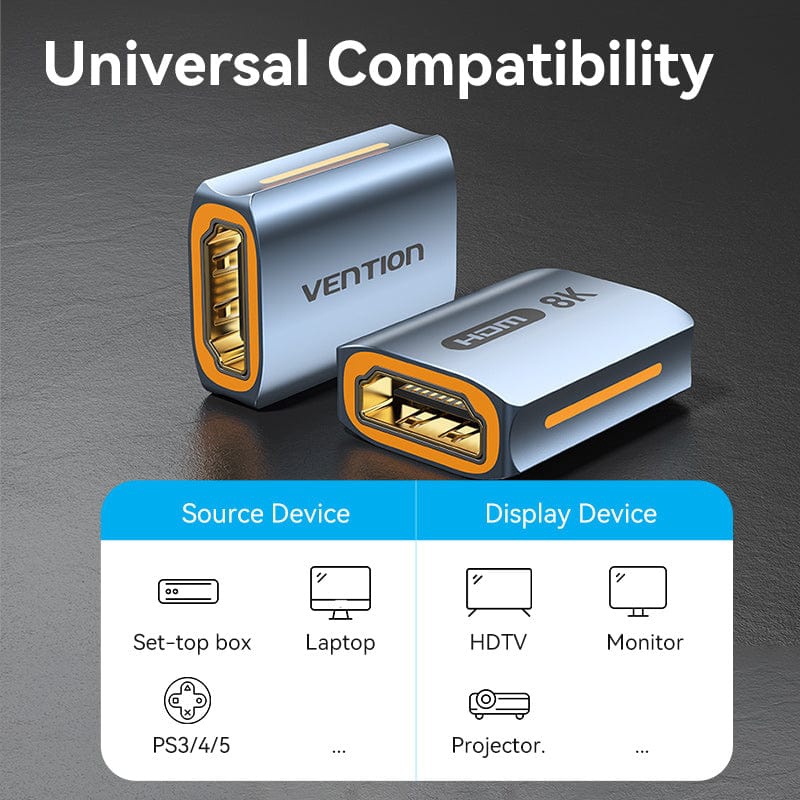 Перехідник HDMI F - HDMI F, 8K 60Гц, Aluminium alloy, голубий, Vention (AIUH0) на малюнкі №7