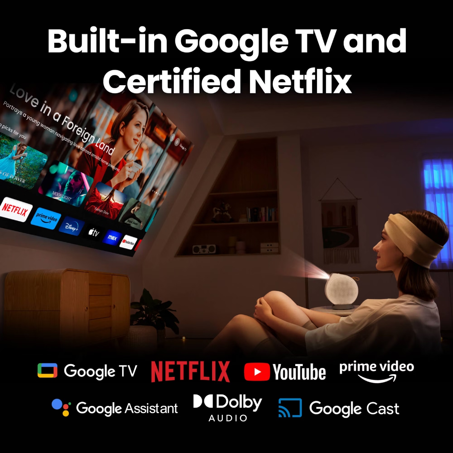 Проєктор BENQ GV50, лазерний,DLP,1080P,ANSI 500Lm,100000:1,Android11,HDMI,USB,Wi-Fi,BT5.0,16:9,білий (9H.JSR77.59E) на малюнкі №9