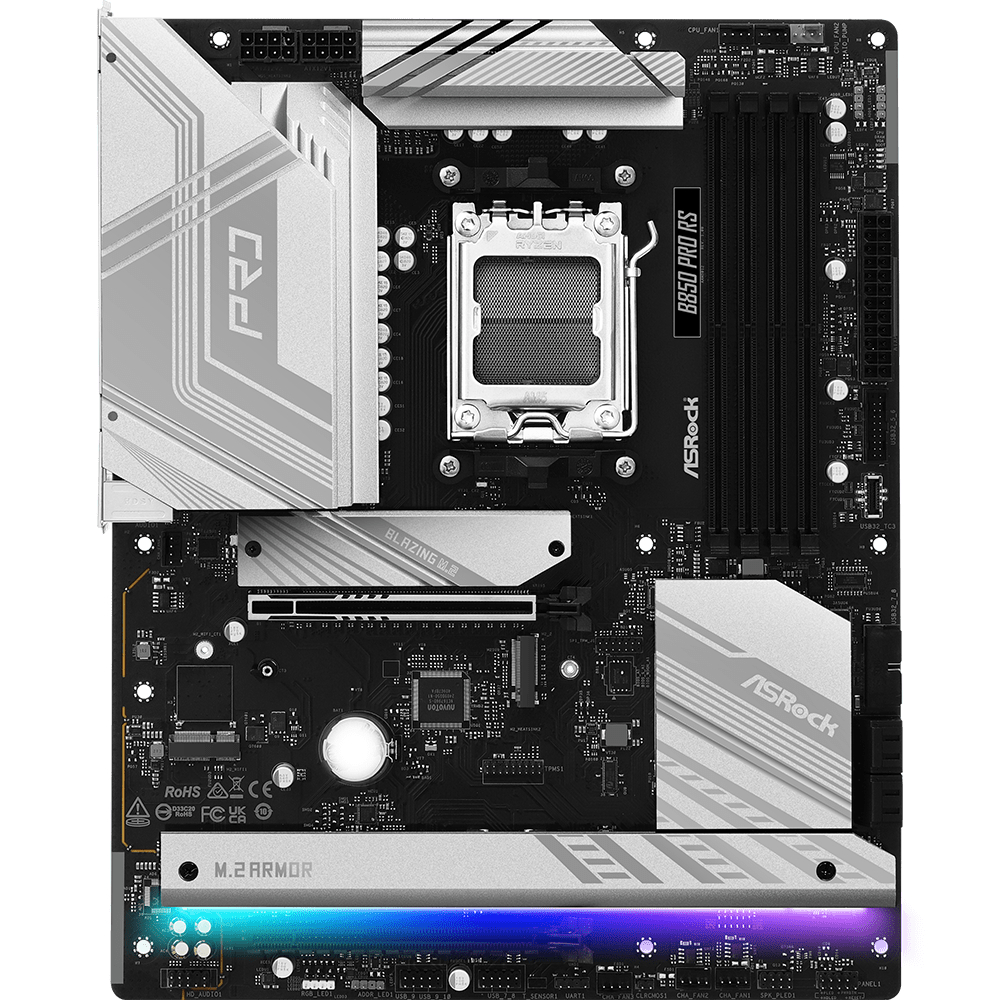 ASRock (AM5/B850, 4*DDR5, 2xPCIex16, HDMI/DP, 4xSATA,4xM.2, 2.5GLan, ATX) (B850 Pro RS) на малюнкі №1