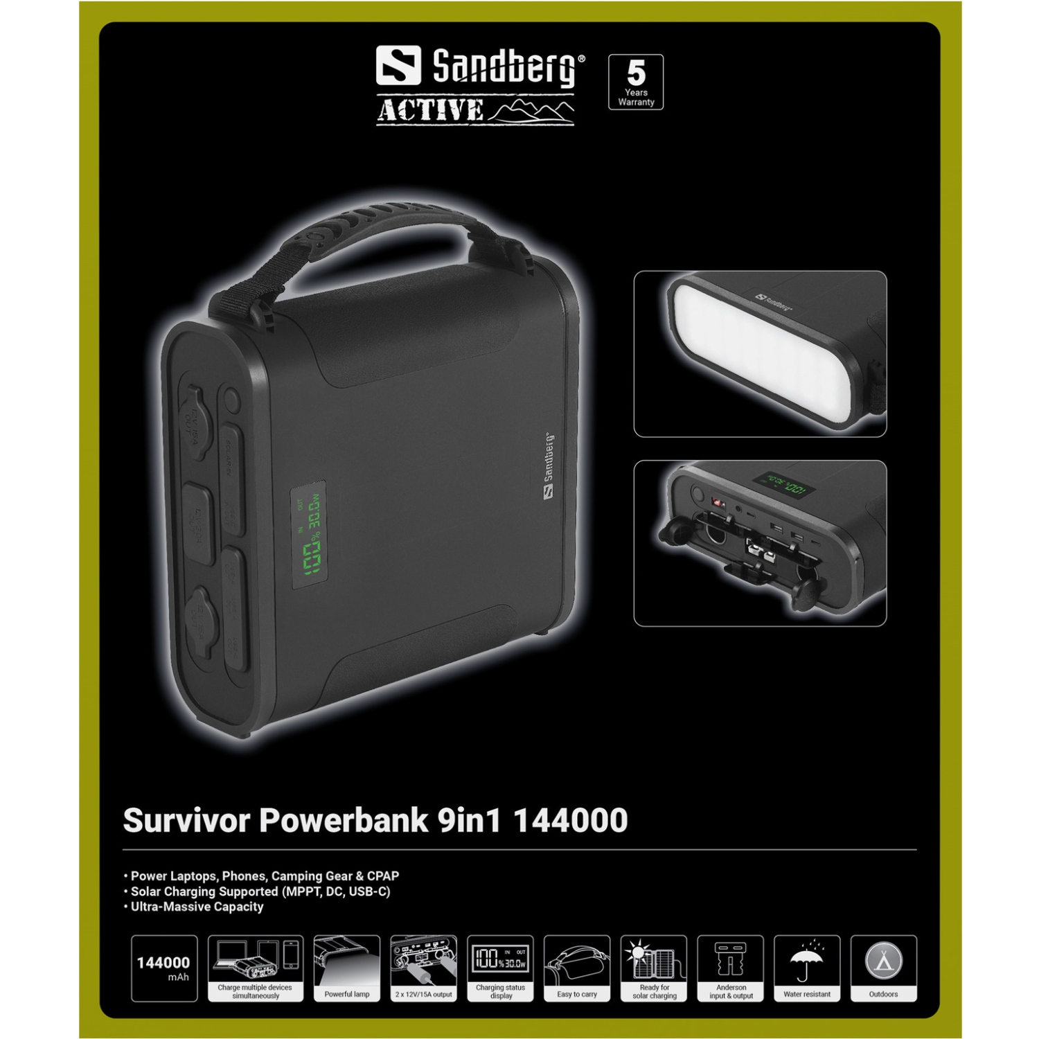 УМБ Sandberg 144000mAh Survivor 460.8 Вт/год, DC12-24В, 2xUSB-C, 2xUSB-A, 2xCar Lighter, MTTP (421-37) на малюнкі №6