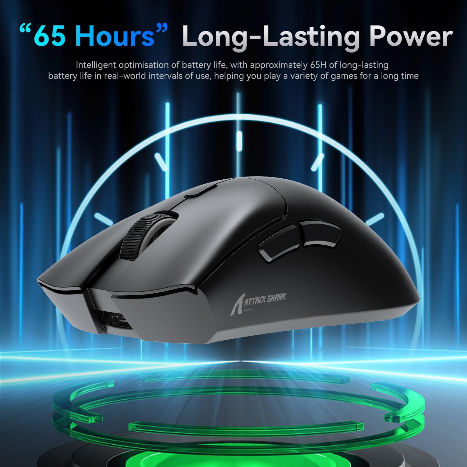 Мишка Attack Shark R1, Wireless/Bluetooth, 18000dpi, (PAW3311), 6кн, Black (R1B_AS) Чорний на малюнкі №5