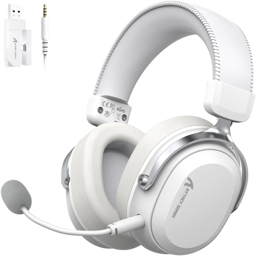 Ігрова гарнітура Attack Shark L30PRO Wireless, 2.4GHz/Bluetooth/3.5mm AUX/AUX-to-Type-C, White (L30PROW_AS) Білий на малюнкі №2