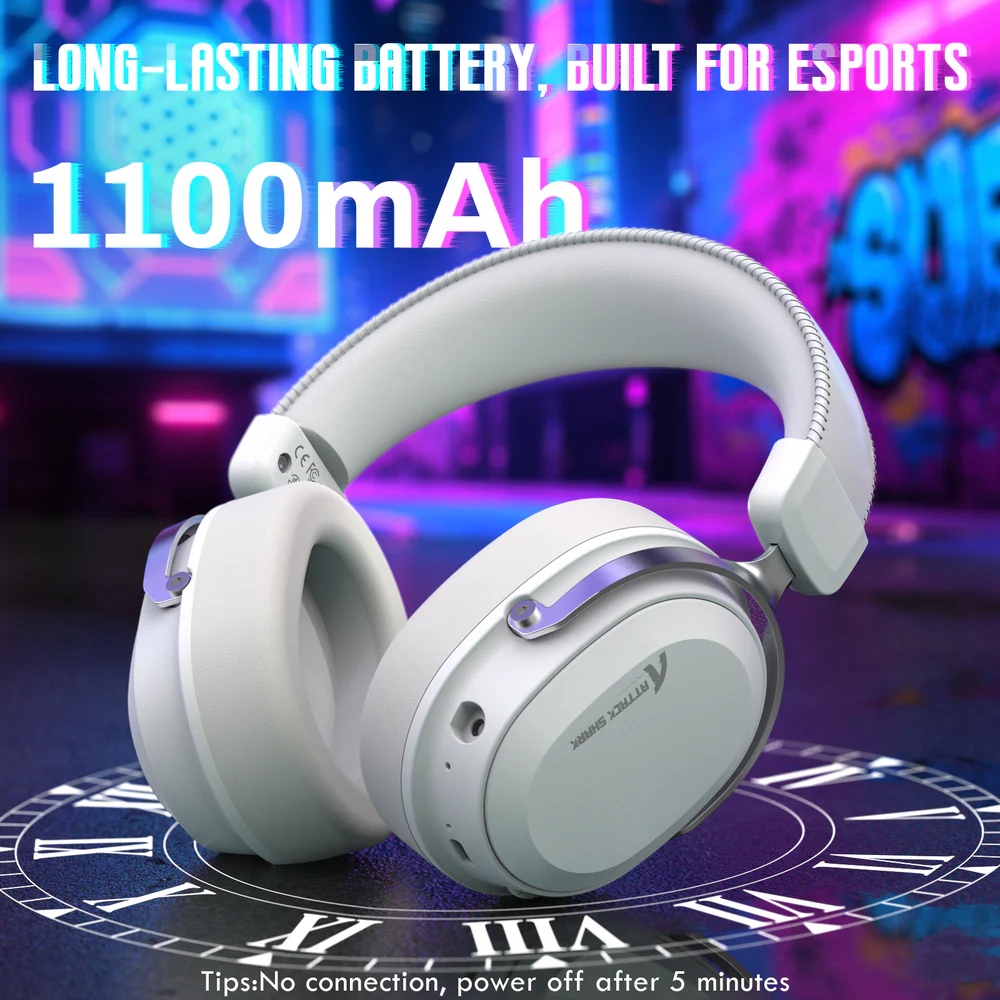 Ігрова гарнітура Attack Shark L30PRO Wireless, 2.4GHz/Bluetooth/3.5mm AUX/AUX-to-Type-C, White (L30PROW_AS) Білий на малюнкі №8