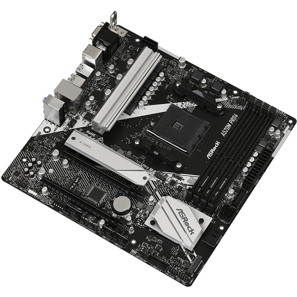ASRock (AM4/A520, 4*DDR4, 2xPCIex16, D-Sub/DP/HDMI, 4xSATAІІІ, 2xM.2, GLan, 8ch, mATX) (A520M PRO4) на малюнкі №3