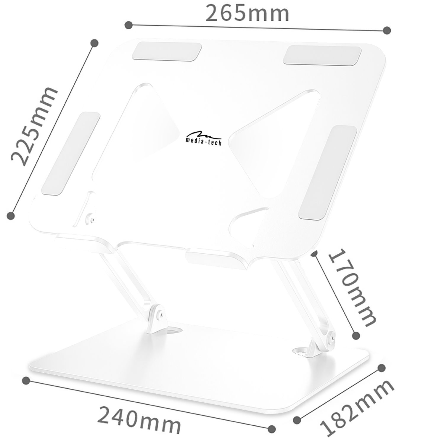 Підставка для ноутбука Laptop Stand 10-17 Aluminum Alloy Media-Tech біла (MT2661W) Білий на малюнкі №4