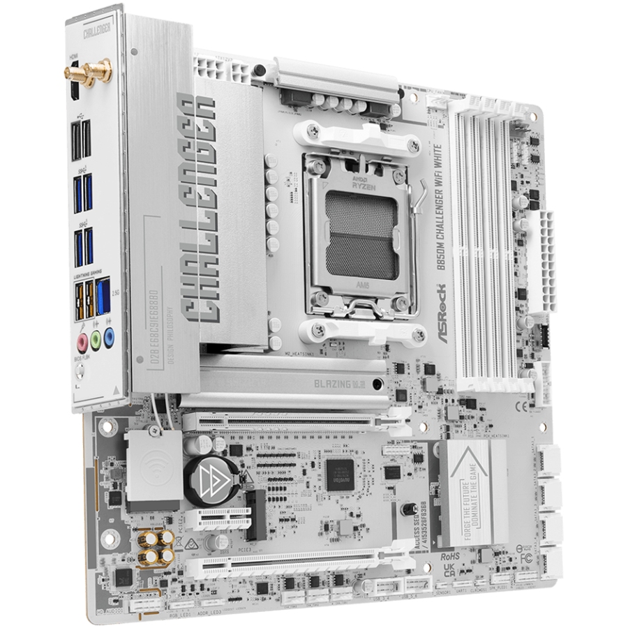 ASRock B850M CHALLENGER WIFI WHITE (AM5/B850, 4*DDR5, 2xPCIex16, HDMI, 4xSATA,2xM.2, 2.5GLan, mATX) (B850M CHALLENGER WIFI WHI) на малюнкі №2