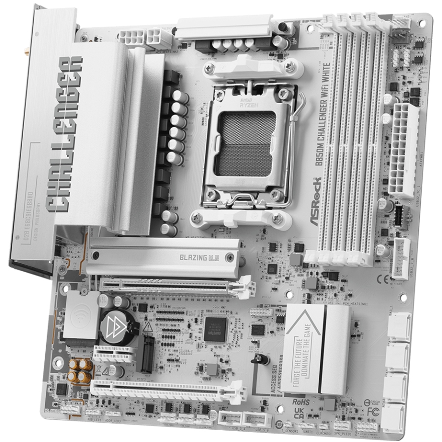 ASRock B850M CHALLENGER WIFI WHITE (AM5/B850, 4*DDR5, 2xPCIex16, HDMI, 4xSATA,2xM.2, 2.5GLan, mATX) (B850M CHALLENGER WIFI WHI) на малюнкі №3