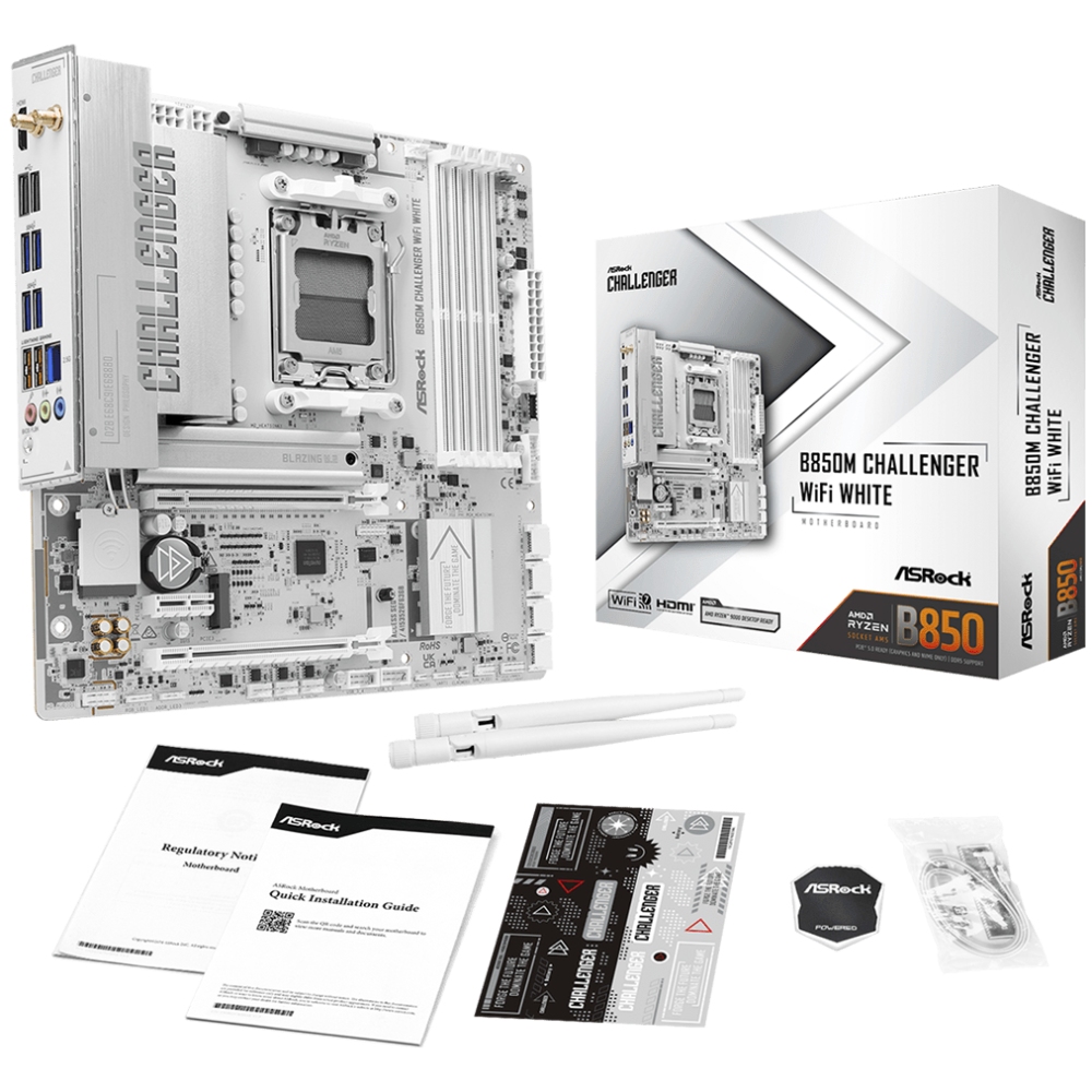 ASRock B850M CHALLENGER WIFI WHITE (AM5/B850, 4*DDR5, 2xPCIex16, HDMI, 4xSATA,2xM.2, 2.5GLan, mATX) (B850M CHALLENGER WIFI WHI) на малюнкі №6