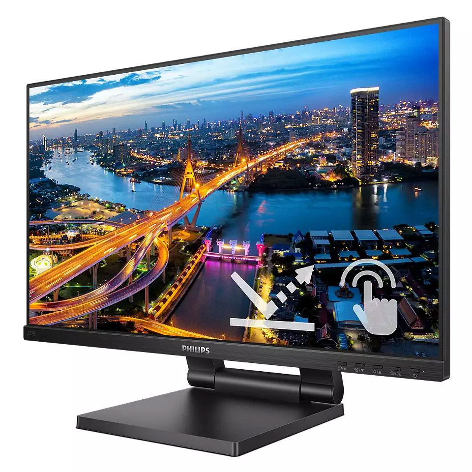 TFT 21.5 Philips 222B1TC, сенсорний (10 дотиків), IPS, VGA, HDMI, DP, USB-Hub, HAS, колонки, чорн (222B1TC/00) Чорний на малюнкі №3