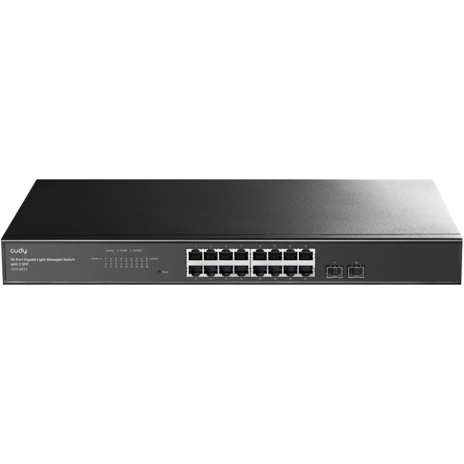 Комутатор Cudy GS1016ES2, 16-Port Gigabit Light-Managed Switch with 2SFP (GS1016ES2) на малюнкі №1