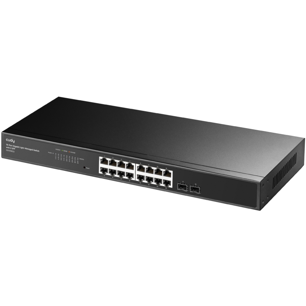 Комутатор Cudy GS1016ES2, 16-Port Gigabit Light-Managed Switch with 2SFP (GS1016ES2) на малюнкі №2