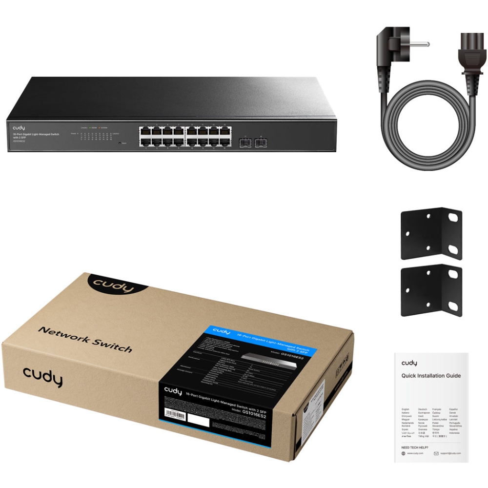 Комутатор Cudy GS1016ES2, 16-Port Gigabit Light-Managed Switch with 2SFP (GS1016ES2) на малюнкі №3
