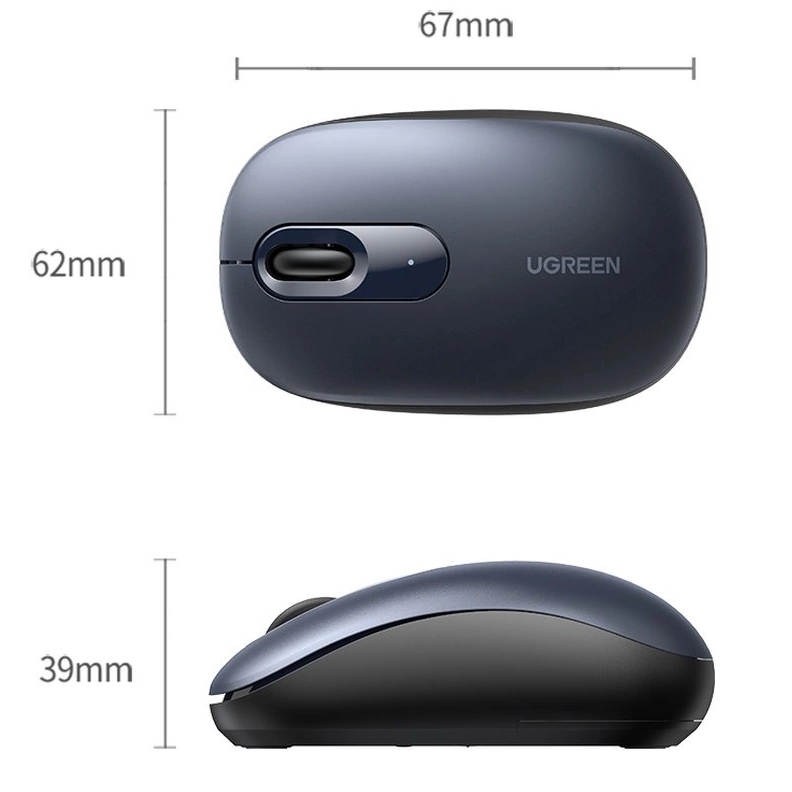 Мишка UGREEN 2.4GHz MU105, бездротова, 2400dpi, 3кн, Синя (90550) Синій на малюнкі №3