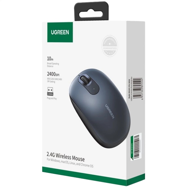 Мишка UGREEN 2.4GHz MU105, бездротова, 2400dpi, 3кн, Синя (90550) Синій на малюнкі №4