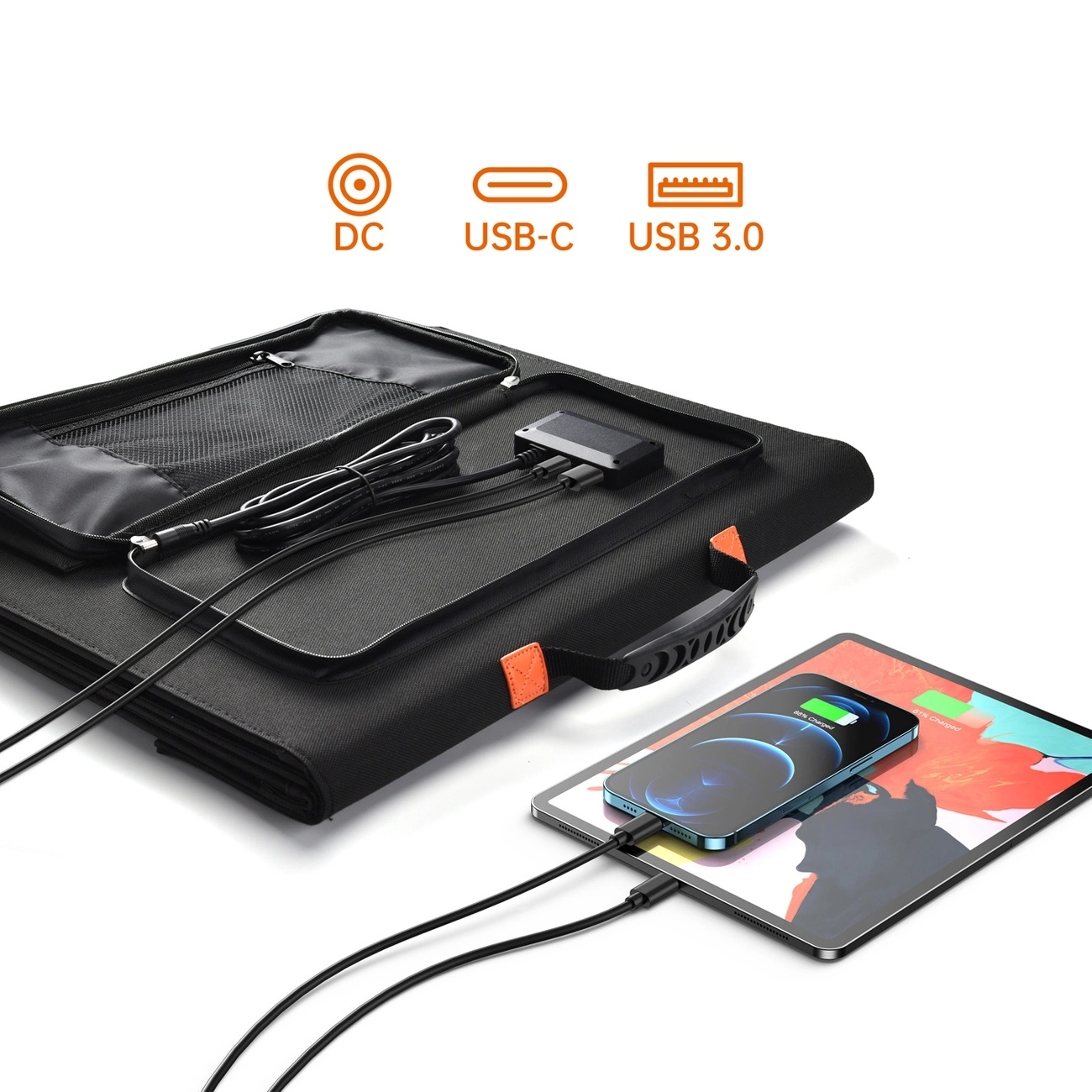 Сонячна панель Choetech 120W DC120W,1*USB QC3.0 18W,1*USB-C PD3.0 60W 177x53см (SC008-V2-BK#) на малюнкі №5