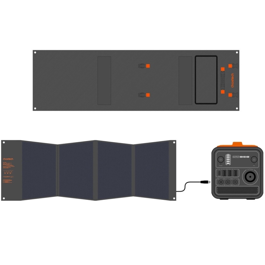 Сонячна панель Choetech 120W DC120W,1*USB QC3.0 18W,1*USB-C PD3.0 60W 177x53см (SC008-V2-BK#) на малюнкі №6