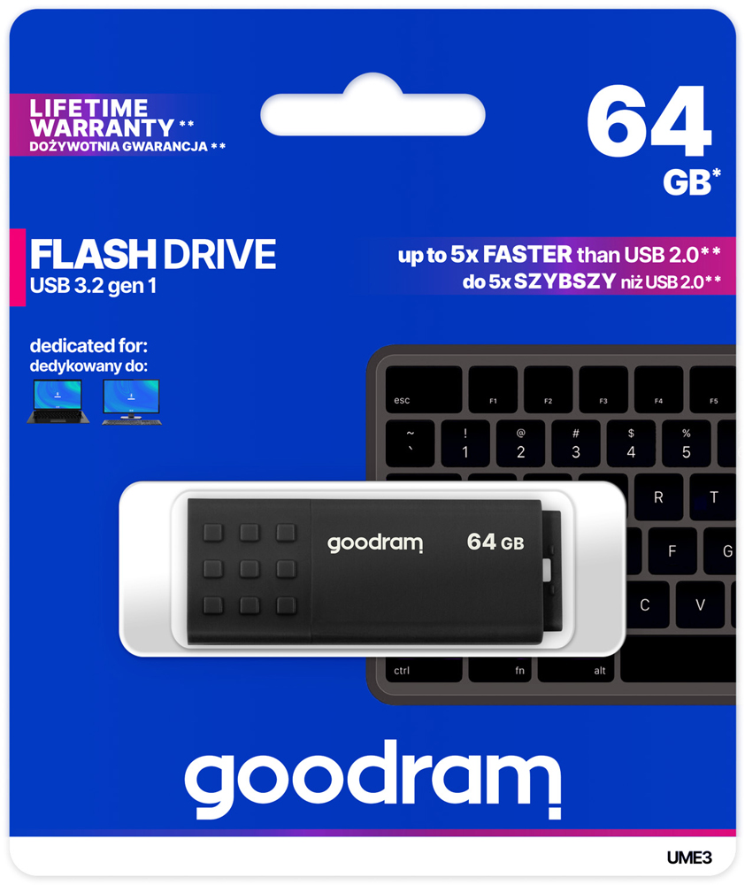 USB Flash GoodRAM 64GB USB 3.0 UME3 Black, Retail (UME3-0640K0R11#) Чорний на малюнкі №5
