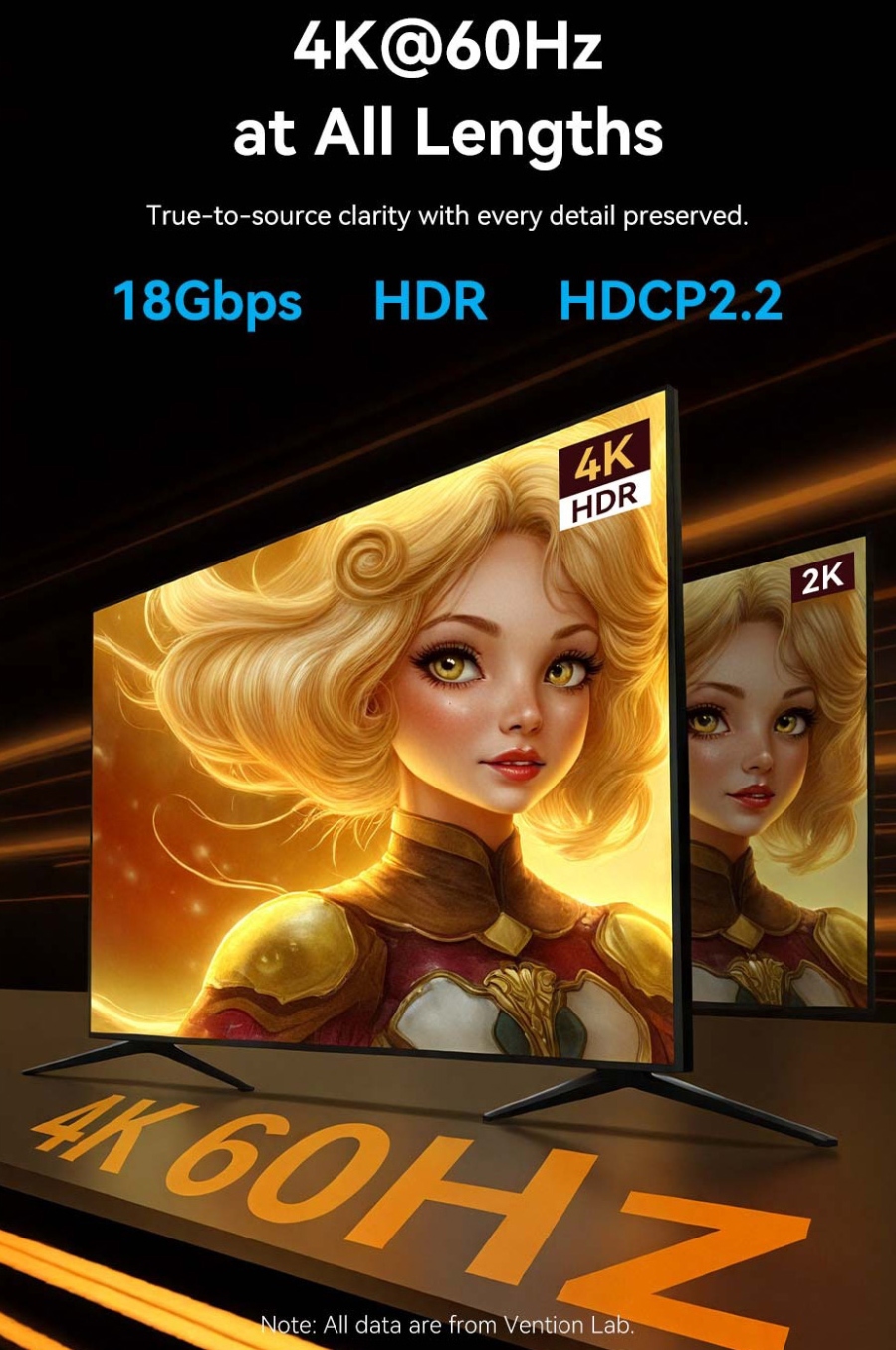 Кабель HDMI M - M, 15.0м, V2.0, Optical 4K 60Гц zinc alloy black Vention (ALSBN) на малюнкі №6