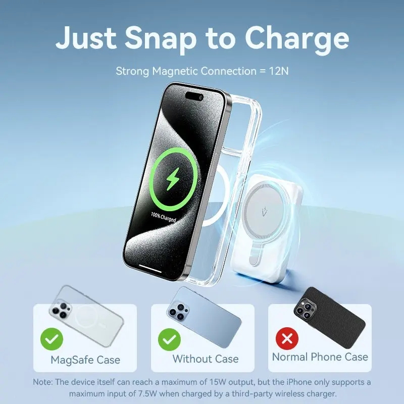 УМБ Vention Magnetic Wireless 5000mAh 20W PD, USB-C In/Out QI-15W Blue (FHSL0) на малюнкі №3