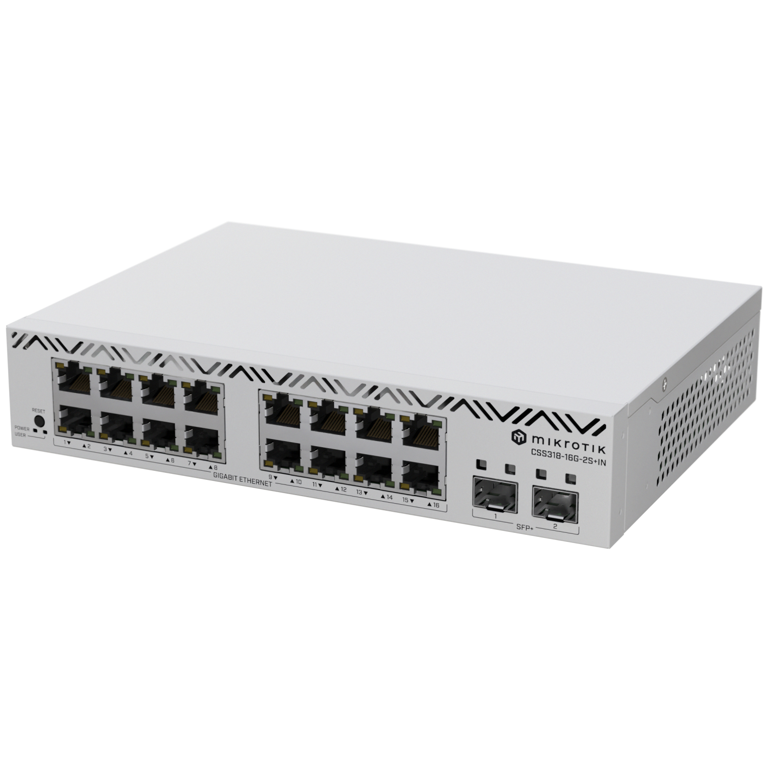 Комутатор Mikrotik CSS318-16G-2S+IN, 16x Gigabit Ethernet ports, 2x 10G SFP+ ports, 16 MB FLASH, SwO (CSS318-16G-2S+IN) на малюнкі №2