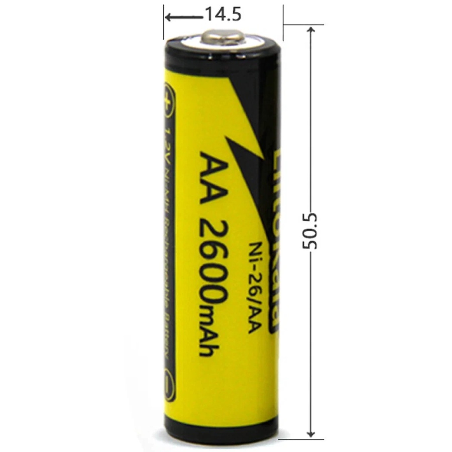 Акумулятор AA 2600mAh, 1.2V Ni-MH, rechargeable battery, LiitoKala, blister 4 pcs (Ni-26/AA-4B) на малюнкі №2