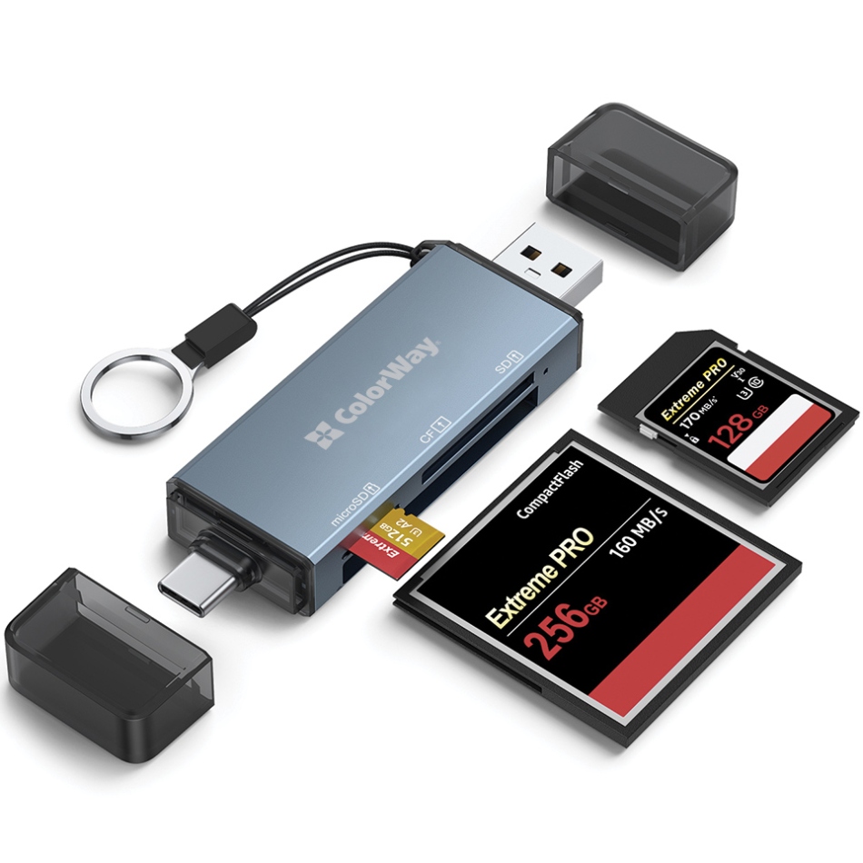 Card Reader ColorWay USB 2.0/USB-C to CF/SD/MicroSD (CW-CR-01) на малюнкі №3